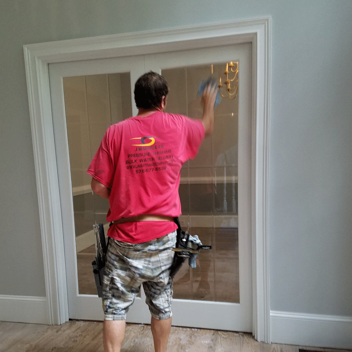 French doors after professional window cleaning