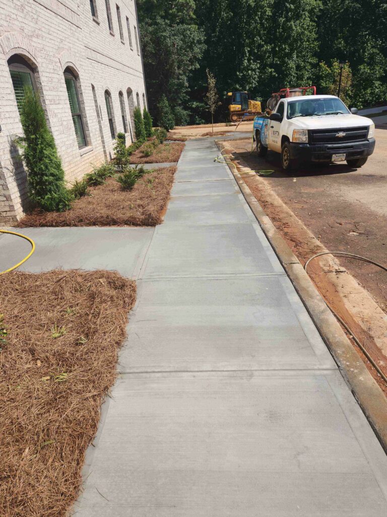Concrete sidewalk and flatwork after a pressure wash